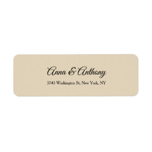 Étiquette Mariage Beige Professionnel Créatif Élégant Plat