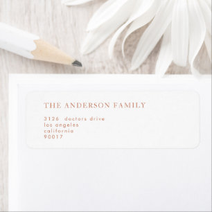 Étiquette Mariage blanc Boho de texte orange brûlé