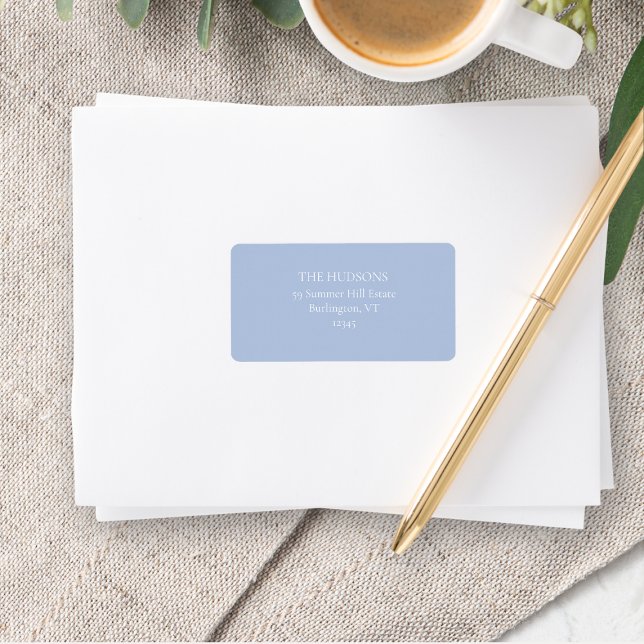Étiquette Mariage bleu et blanc Dusty simple (Créateur téléchargé)