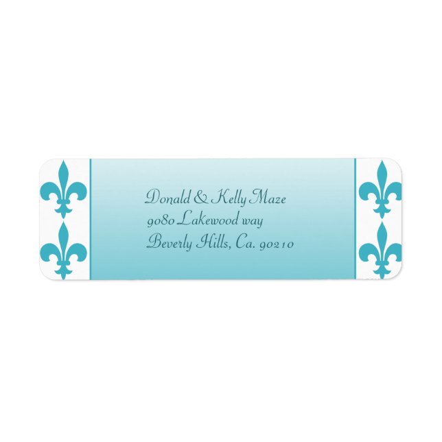 Étiquette Mariage bleu et blanc Fleur De Lis (Devant)