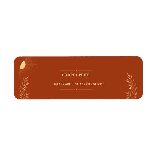 Étiquette Mariage Bohème en Terracotta  (Devant)