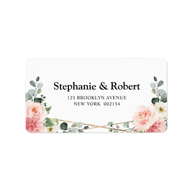 Étiquette Mariage botanique géométrique rose pâle (Devant)