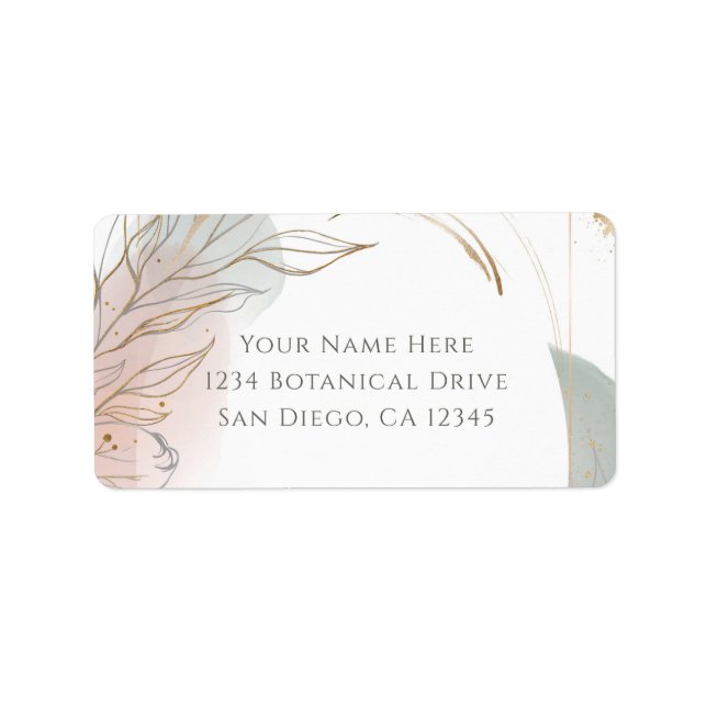 Étiquette Mariage botanique Gilded Gold Sage & Blush  (Devant)