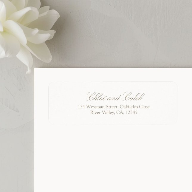 Étiquette Mariage calligraphie minimaliste blanc (Créateur téléchargé)