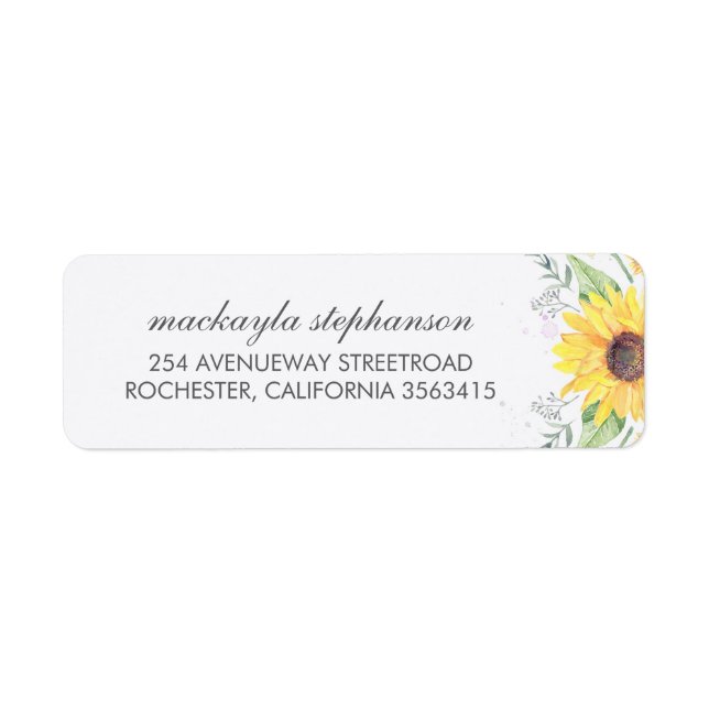 Étiquette Mariage campagnard de tournesols rustiques (Devant)