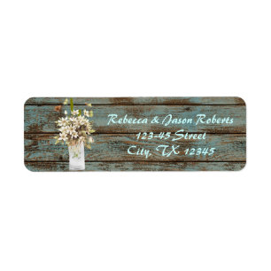 Étiquette mariage campagnard en bois de fleur sauvage de