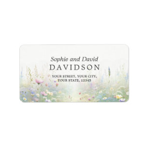 Étiquette Mariage Champêtre de Fleurs Sauvages à l'Aquarelle