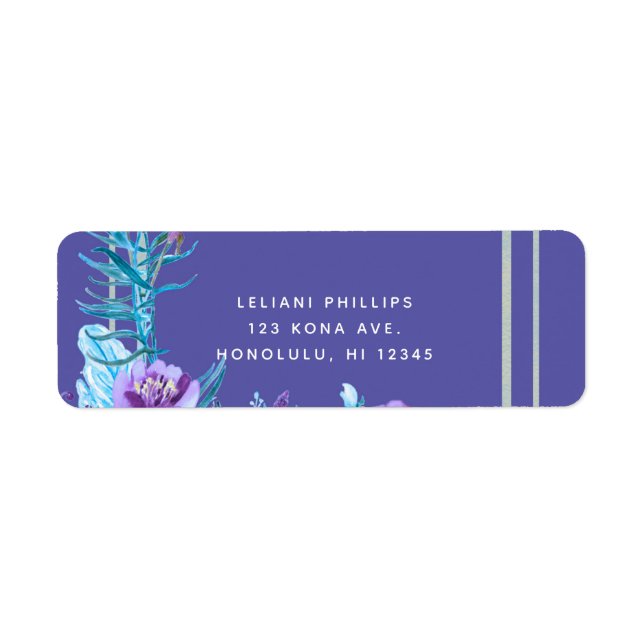 Étiquette Mariage Chic Floral Ultra Violet Pourpre & Aqua (Devant)