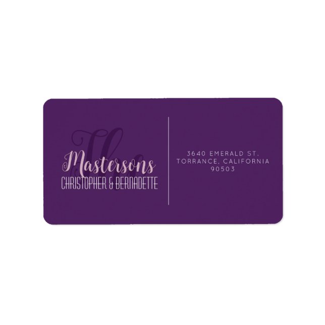 Étiquette Mariage Chic Moderne Élégant Simple Lavande Purple (Devant)