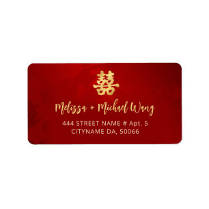 Étiquette Mariage chinois rouge or