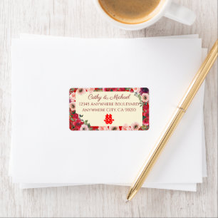 Étiquette Mariage chinois rouge violet adresse de retour