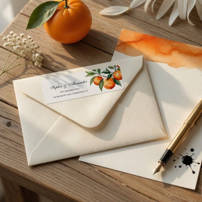 Étiquette Mariage Citron | Orange Méditerranéen (Créateur téléchargé)