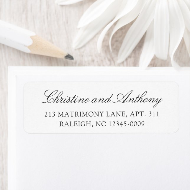 Étiquette Mariage Classique Noir et Blanc Old Money (En situation)