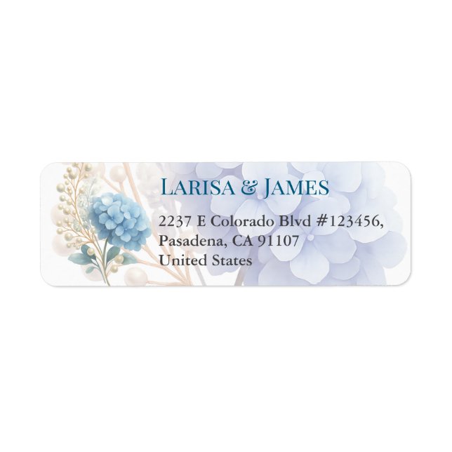 Étiquette Mariage couleur bleu d'aquarelle romantique Pearl  (Devant)
