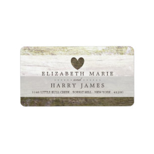 Étiquette Mariage Country Wood Heart