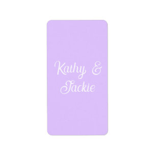 Étiquette Mariage couple rétro pastel violet nom stylé na