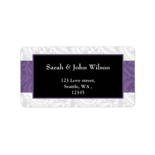 Étiquette Mariage damassé noire et violette