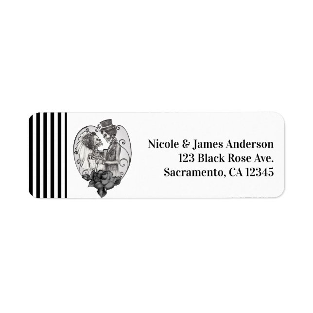 Étiquette Mariage Danse de couple d'amour squelettique Gothi (Devant)