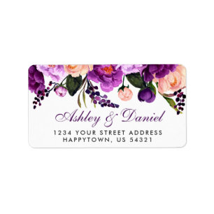 Étiquette Mariage d'aquarelle de couleur violet Ultra violet