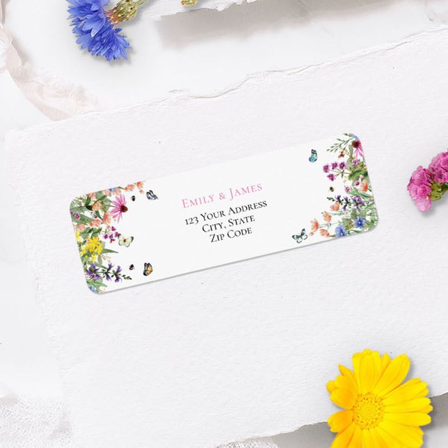 Étiquette Mariage d'aquarelle Fleur sauvage (Créateur téléchargé)