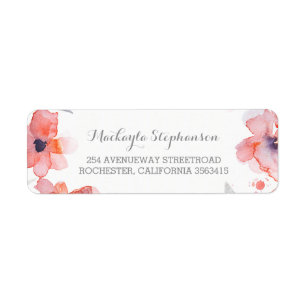 Étiquette Mariage d'aquarelle rose Fleurs