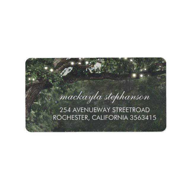 Étiquette Mariage d'arbre de lumière Vintage et rustique (Devant)