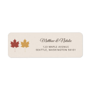 Étiquette Mariage d'automne à feuille d'érable jaune Bourgog