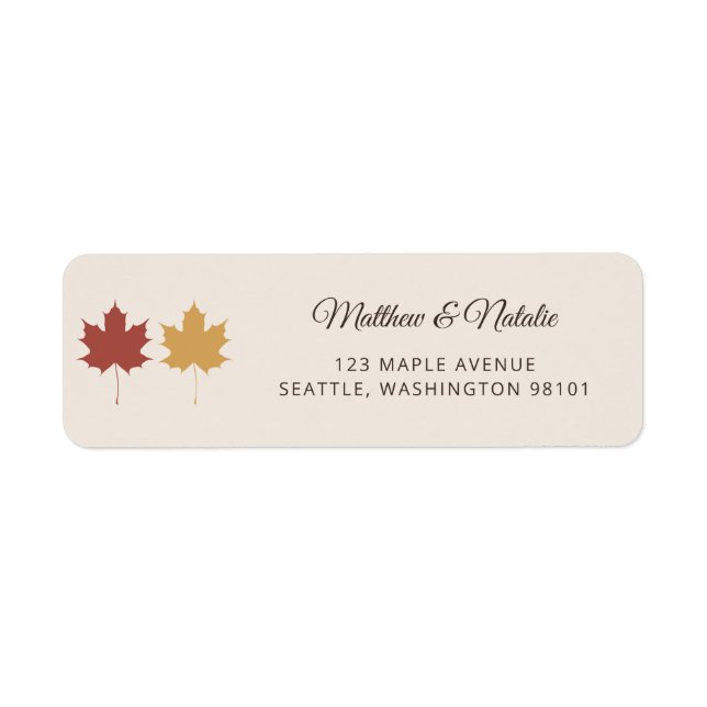 Étiquette Mariage d'automne à feuille d'érable jaune Bourgog (Devant)