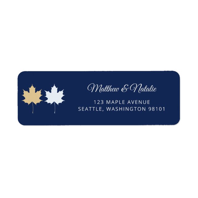 Étiquette Mariage d'automne élégant avec feuille d'érable en (Devant)