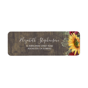 Étiquette Mariage de automne de tournesol de roses rouges du