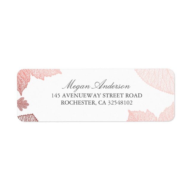 Étiquette Mariage de automne Feuille blanc et Rose (Devant)