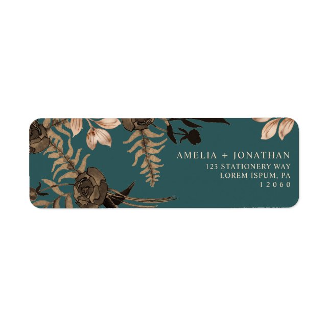 Étiquette mariage de automne turquoise  orange de terre cuit (Devant)