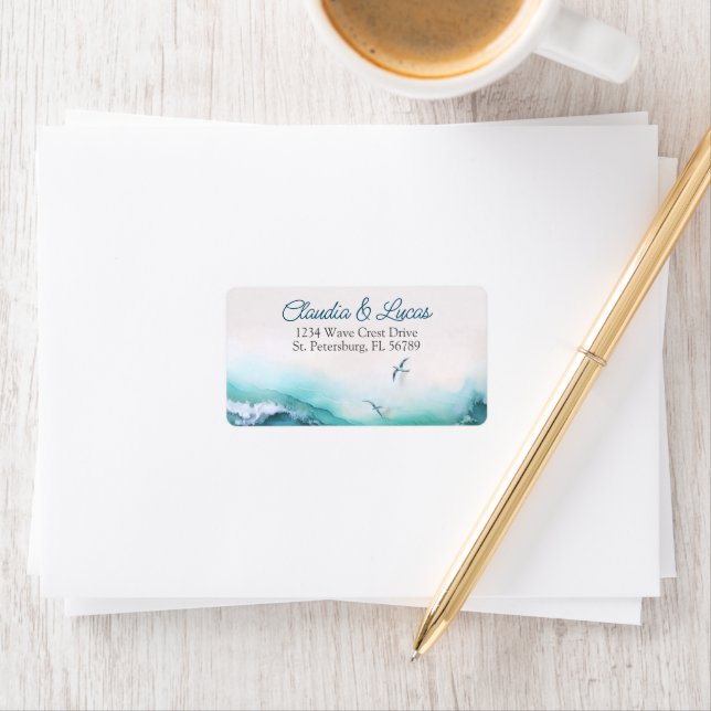 Étiquette Mariage de Beach Ocean Waves (En situation)