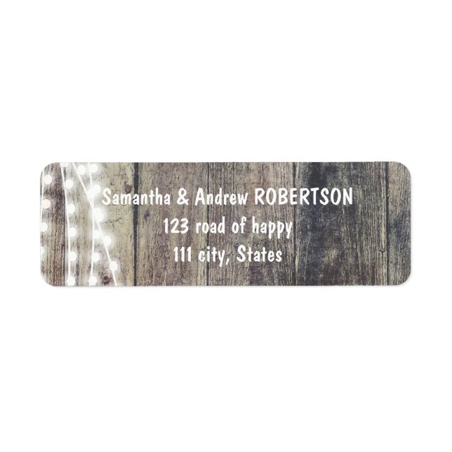 Étiquette Mariage de bois rustique et feux à cordes (Devant)