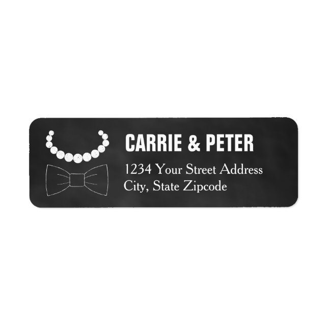 Étiquette Mariage de Bowties et Pearls (Devant)