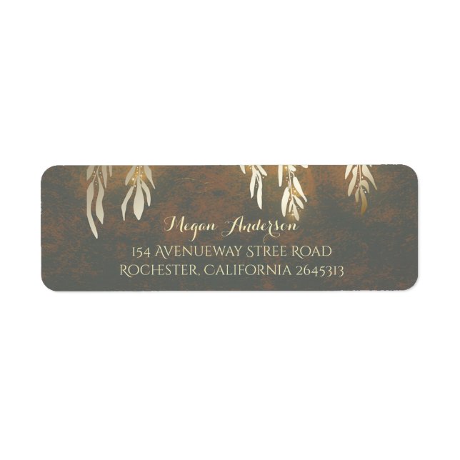 Étiquette Mariage de branches d'arbre à saule d'or (Devant)