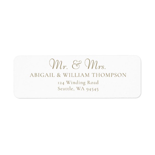 Étiquette Mariage de calligraphie or moderne Adresse de reto (Devant)