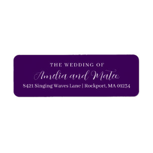 Étiquette Mariage de calligraphie violet blanc Adresse de re