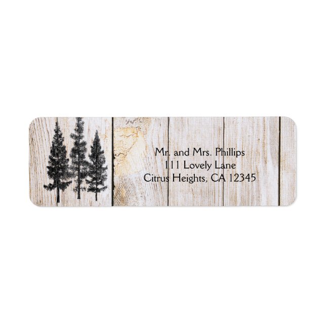 Étiquette Mariage de campagne en bois simple rustique avec d (Devant)