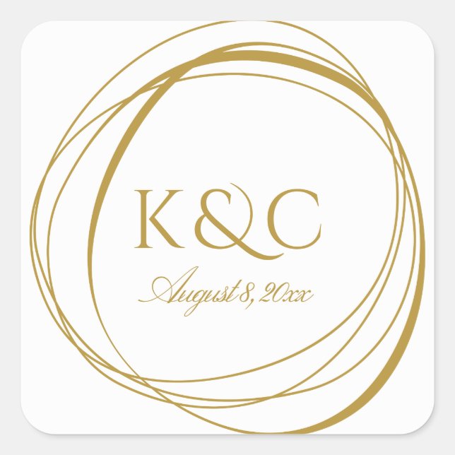 Étiquette Mariage de cercles dessinés à la main |  (Devant)