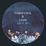 Étiquette Mariage de Chalkboard de la Marine<br><div class="desc">Étiquette autocollant floral mariage de bord personnalisable avec papier à lettres mariage correspondant disponible sur ce magasin.</div>