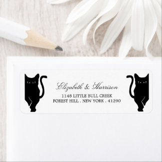 Étiquette Mariage de chat noir Whimsical moderne