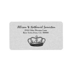 Étiquette Mariage de couronne vintage ARGENT V01