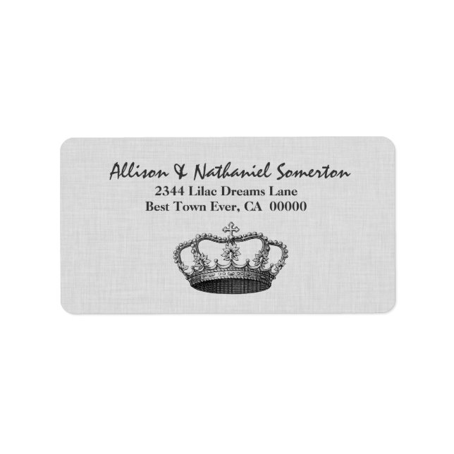 Étiquette Mariage de couronne vintage ARGENT V01 (Devant)