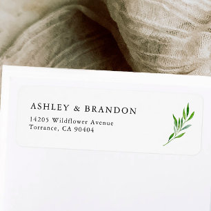 Étiquette Mariage de feuilles de verdure rustique Adresse de