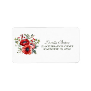Étiquette Mariage de fleurs de pavot rouge