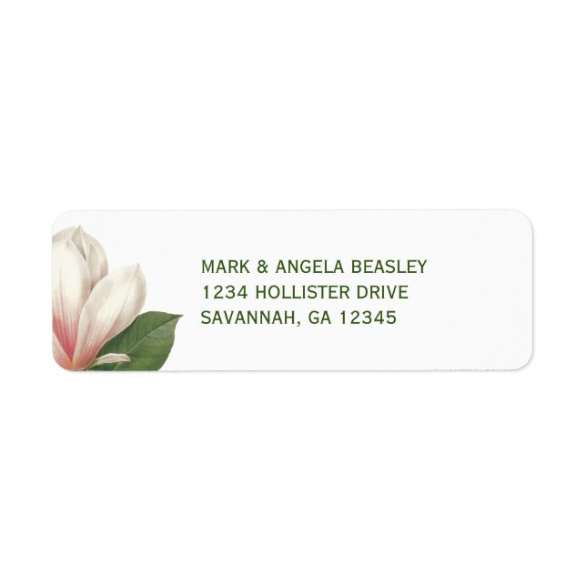 Étiquette Mariage de fleurs du sud de Magnolia | Rose et bla (Devant)