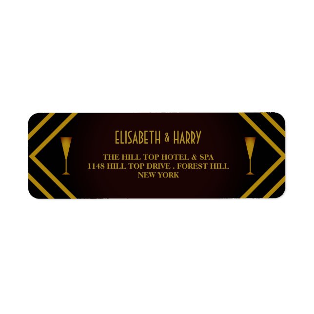 Étiquette Mariage de Gatsby Gold 2020 (Devant)