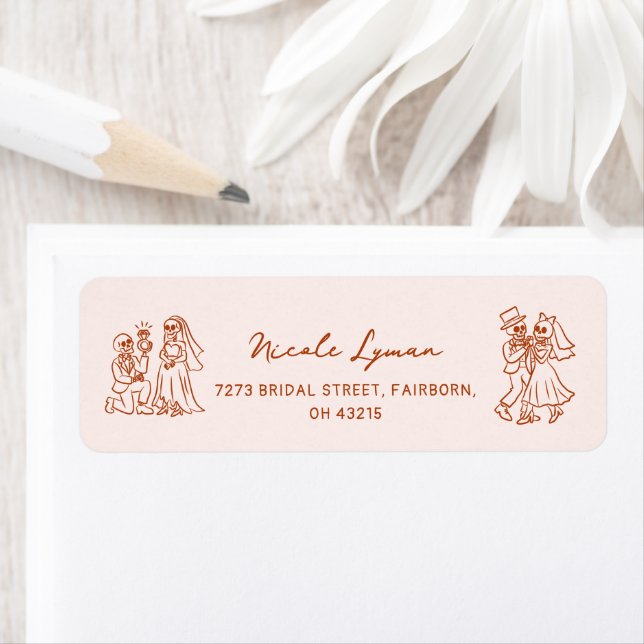 Étiquette Mariage de Halloween Fantaisiste Dessiné à la Main (En situation)