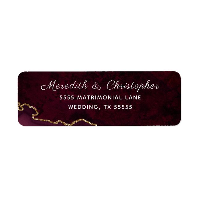Étiquette Mariage de la Géode Gold Agate de Bourgogne (Devant)